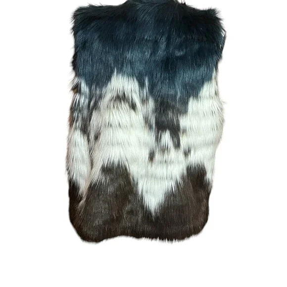DOR DOR COUTURE Brown/Black/White/ Gray Faux Fur Lined Vest - Size Medium - Picture 2 of 3